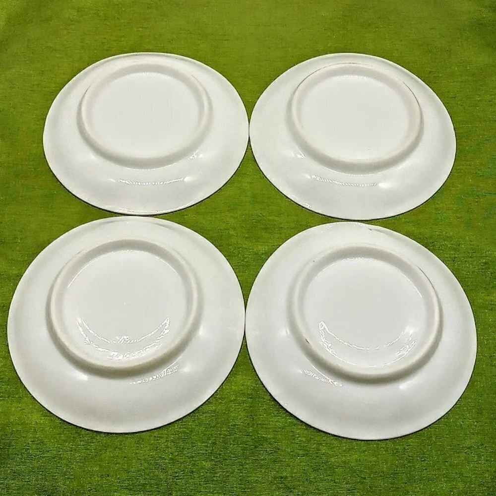 Set of 4 White Porcelain Demitasse Cups & Saucers